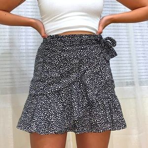 Black and White Spotted Ruffle Skirt